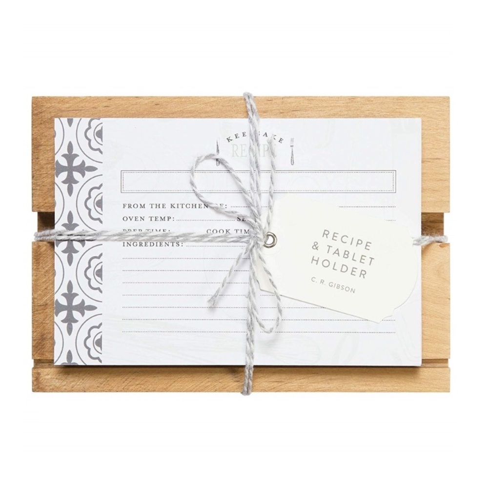 C.R. Gibson Wooden Recipe Card Holder and Tablet Stand